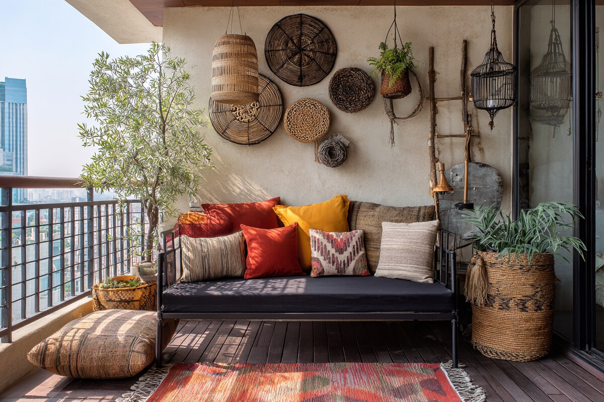Sunset Coffee Balcony featuring Frameless Glass & Planter Nook #15